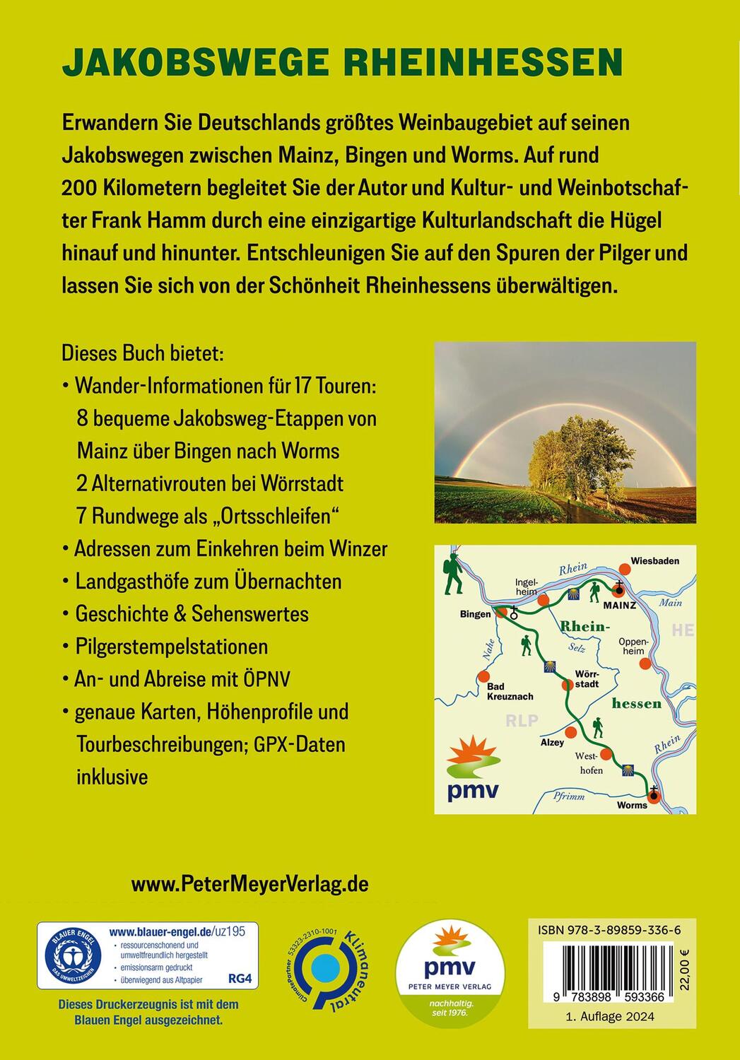 Rückseite: 9783898593366 | Jakobswege Rheinhessen | Wandern auf historischen Pilgerpfaden | Hamm