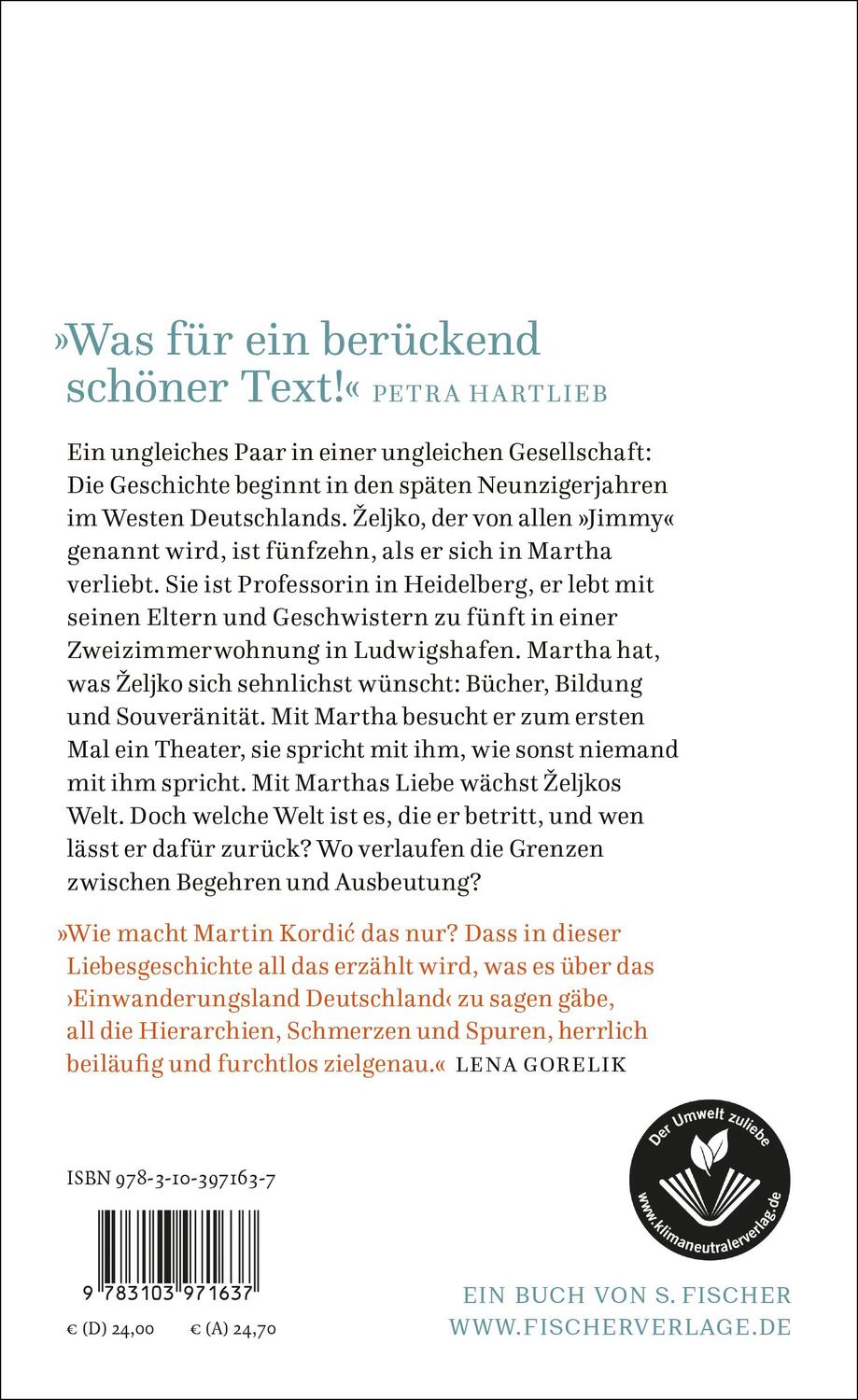 Rückseite: 9783103971637 | Jahre mit Martha | Roman | Martin Kordic | Buch | Deutsch | 2022