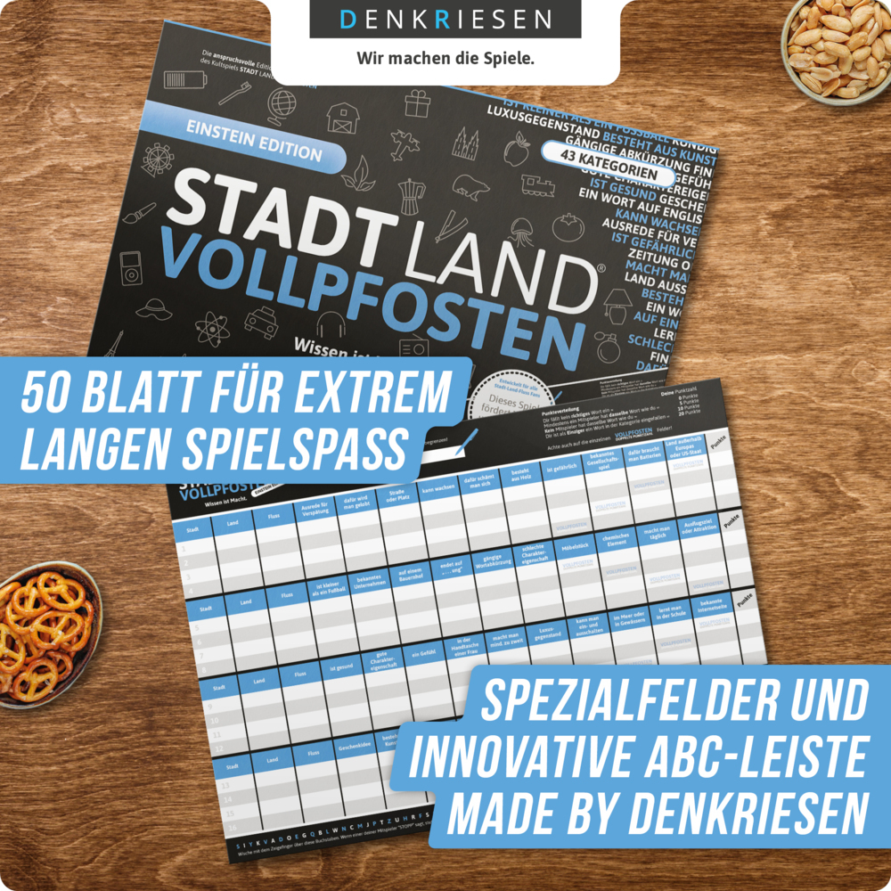 Bild: 658551408099 | Denkriesen - Stadt Land Vollpfosten® - Blue Edition - "Wissen ist...