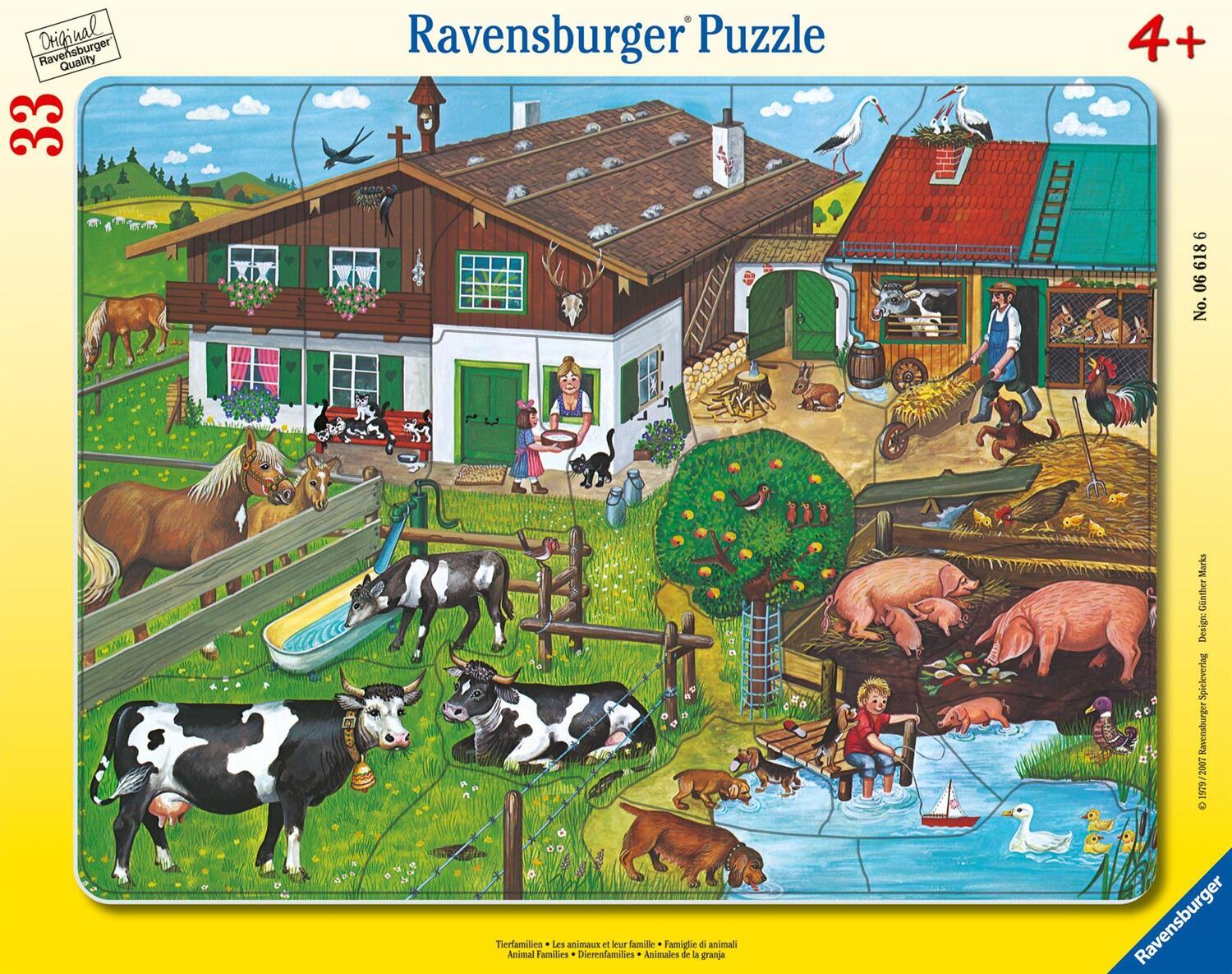 Cover: 4005556066186 | Tierfamilien. Puzzle mit 33 Teilen | Rahmenpuzzle | Spiel | Deutsch