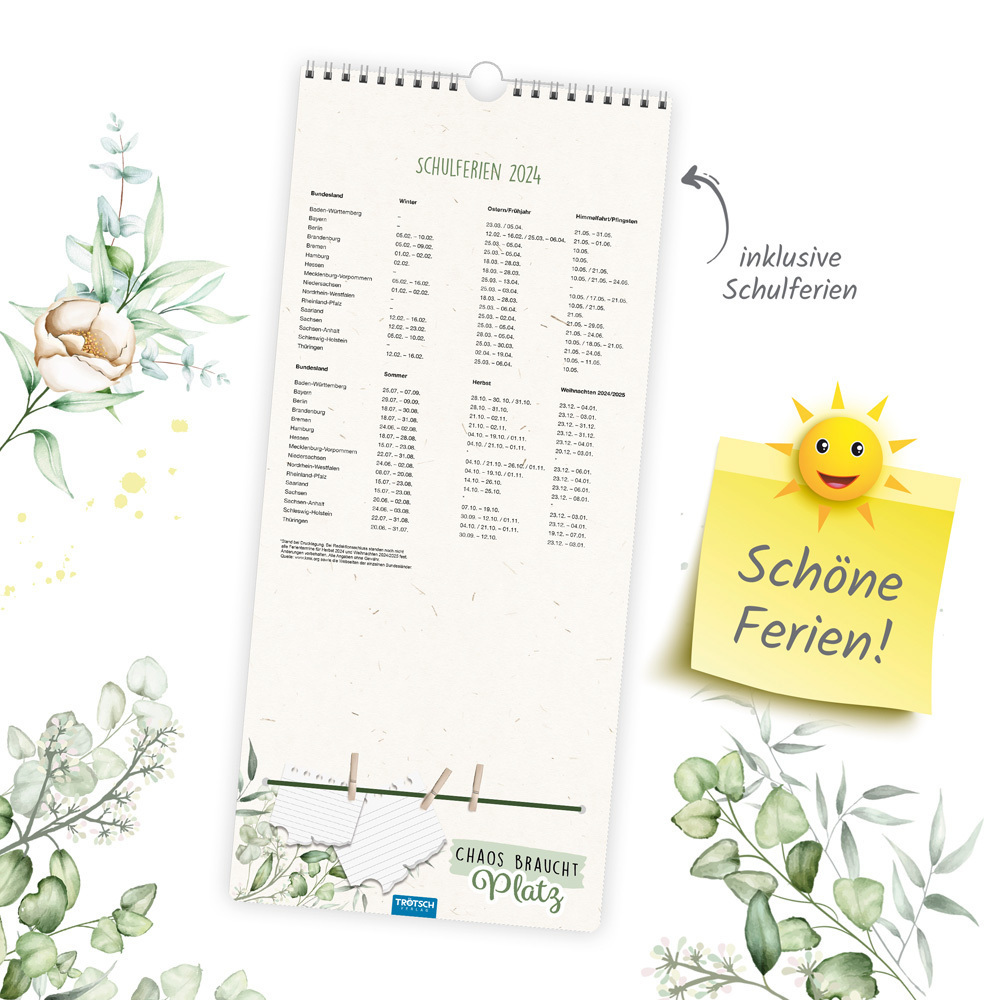 Bild: 9783965529472 | Trötsch Familienkalender Familientermine Blumen 2024 | Wandkalender