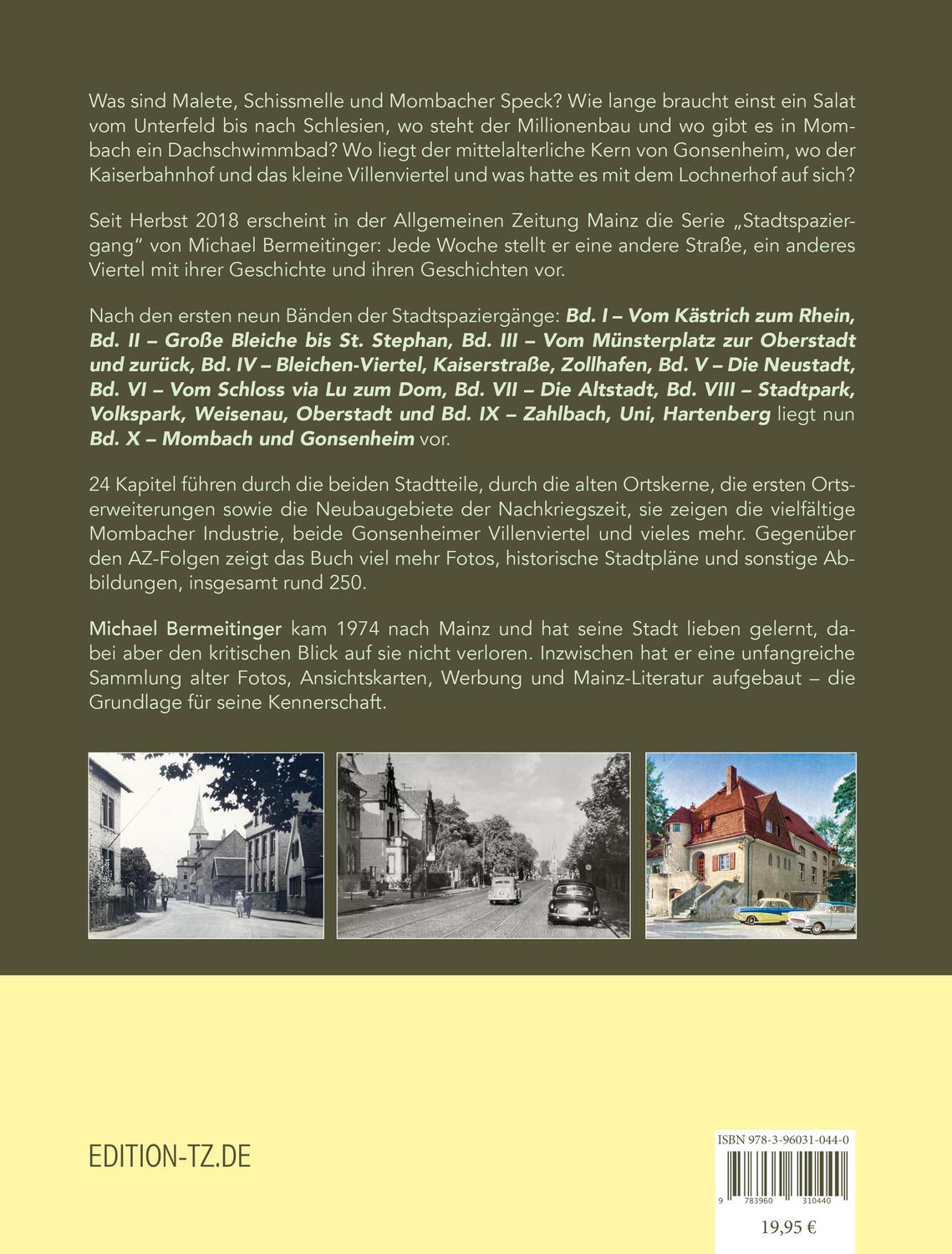 Rückseite: 9783960310440 | Mainzer Stadtspaziergänge X | Mombach und Gonsenheim | Bermeitinger