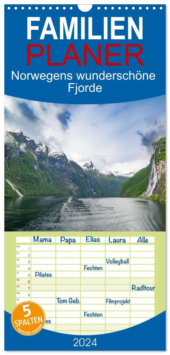 Cover: 9783383661495 | Familienplaner 2024 - Norwegens wunderschöne Fjorde mit 5 Spalten...