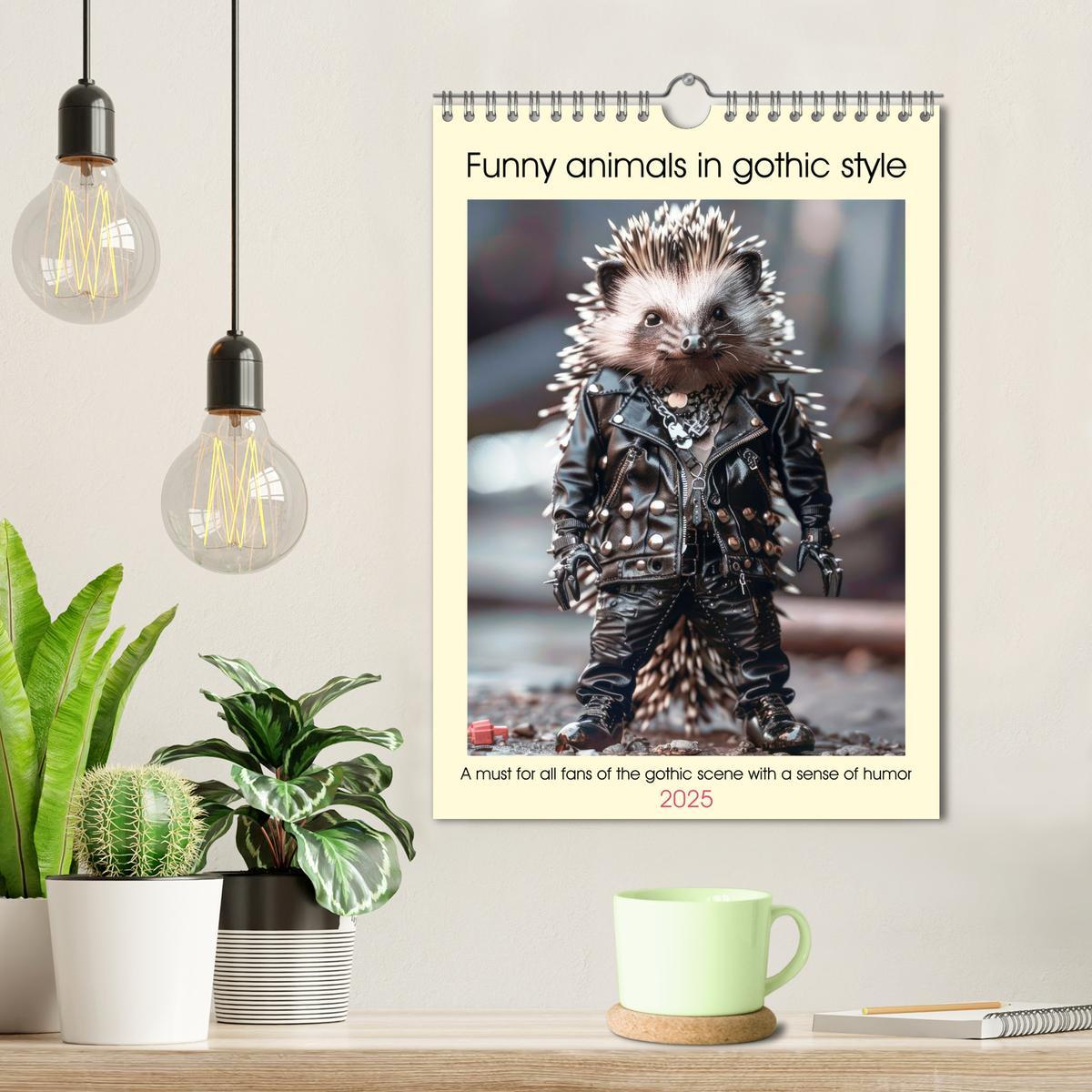 Bild: 9781325985968 | Funny animals in gothic style (Wall Calendar 2025 DIN A4 portrait),...