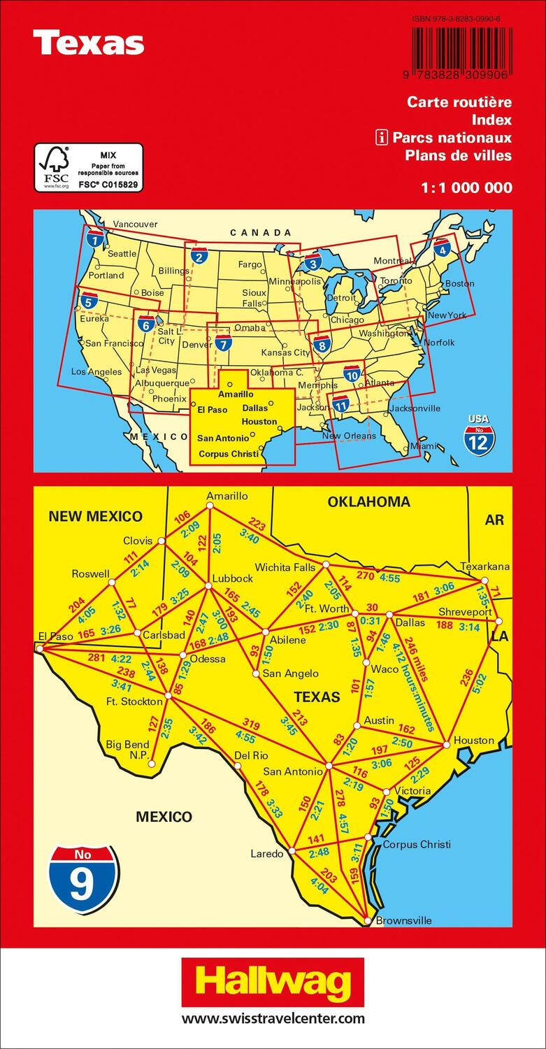 Bild: 9783828309906 | Texas Nr. 09 USA Road Guide 1:1 Mio. | Hallwag Kümmerly+Frey AG | 2022