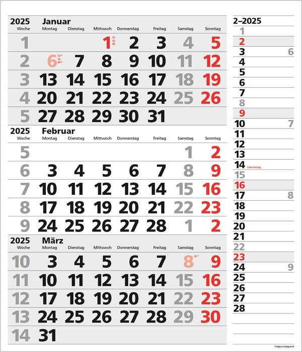 Bild: 9783731879664 | 3-Monats-Planer XL Combi 2025 | Verlag Korsch | Kalender | 12 S.