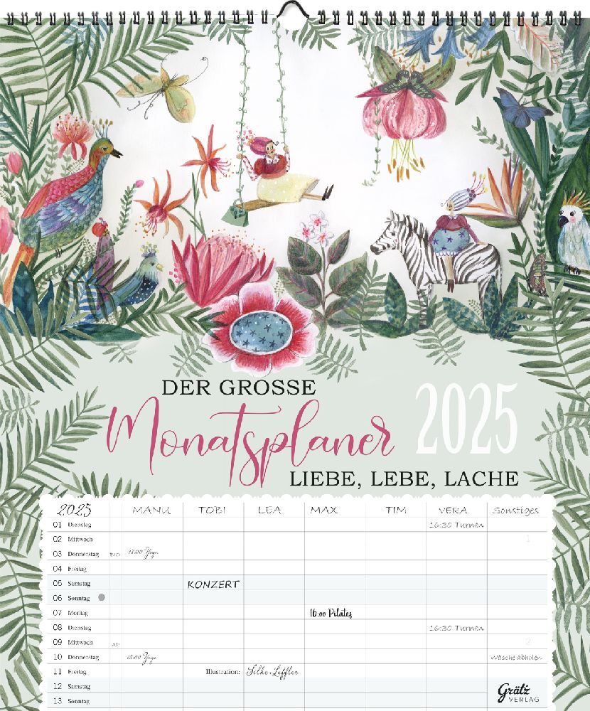 Cover: 9783949568879 | Großer Monatsplaner 2025, Tropical Paradise | Silke Leffler | Kalender