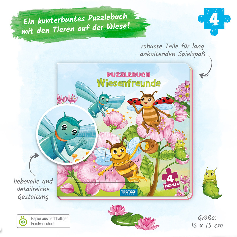 Bild: 9783965526662 | Trötsch Pappenbuch Puzzlebuch Wiesenfreunde | KG | Buch | 10 S. | 2022