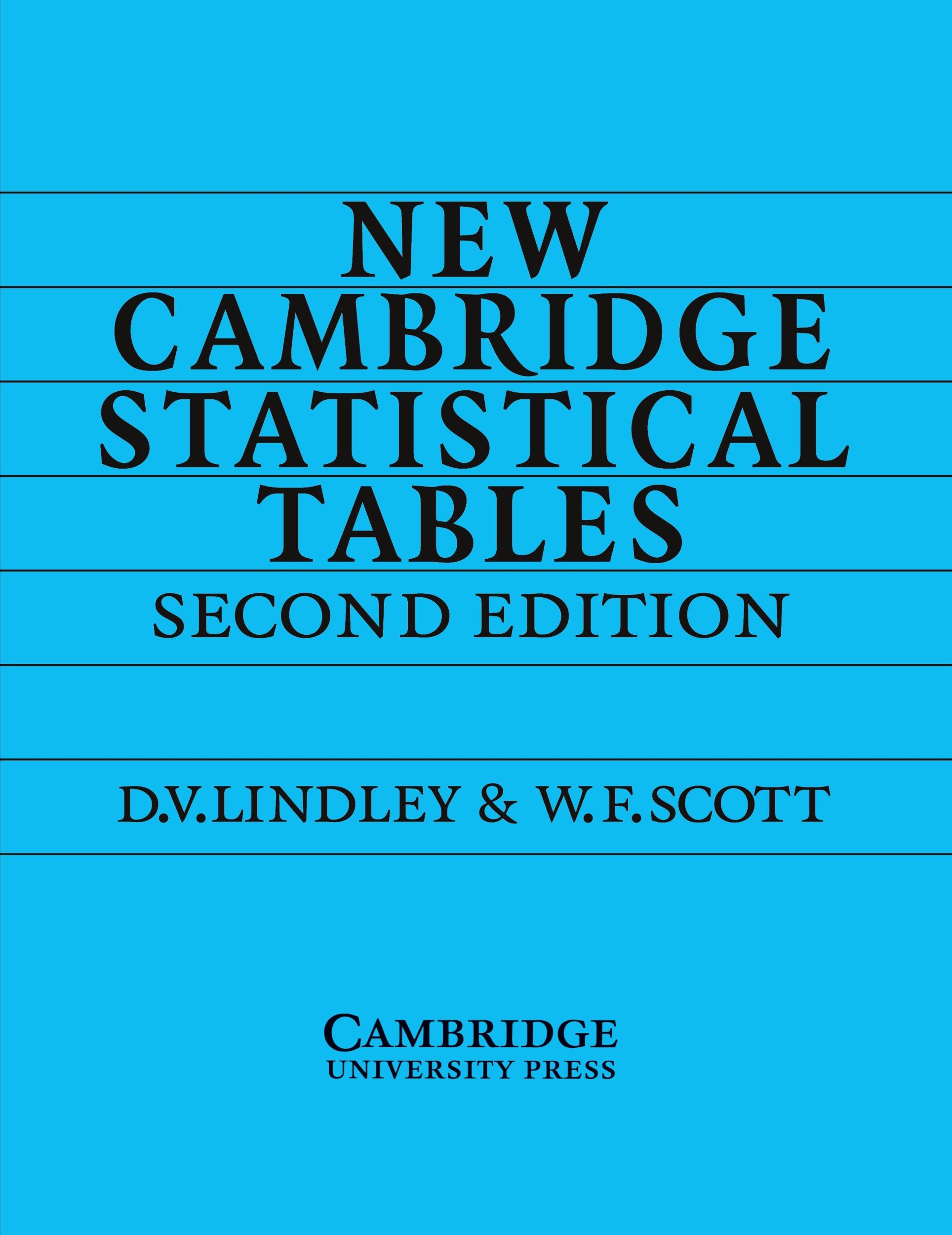 Cover: 9780521484855 | New Camb Statistical Tables 2ed | D. V. Lindley (u. a.) | Taschenbuch