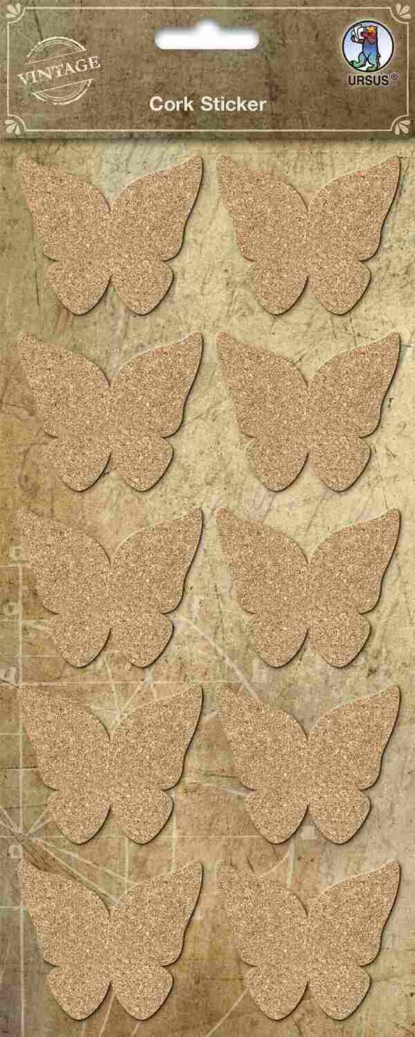 Cover: 4008525214908 | URSUS Vintage Kork-Sticker Schmetterling, 1 Stickerbogen (12 x 26...