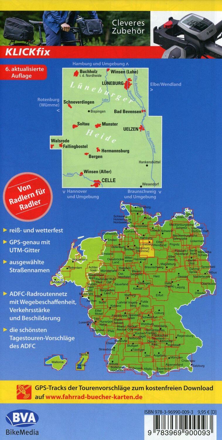 Bild: 9783969900093 | ADFC-Regionalkarte Lüneburger Heide, 1:75.000, reiß- und...