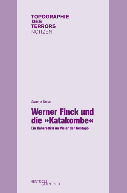 Cover: 9783955650551 | Werner Finck und die "Katakombe" | Swantje Greve | Taschenbuch | 88 S.