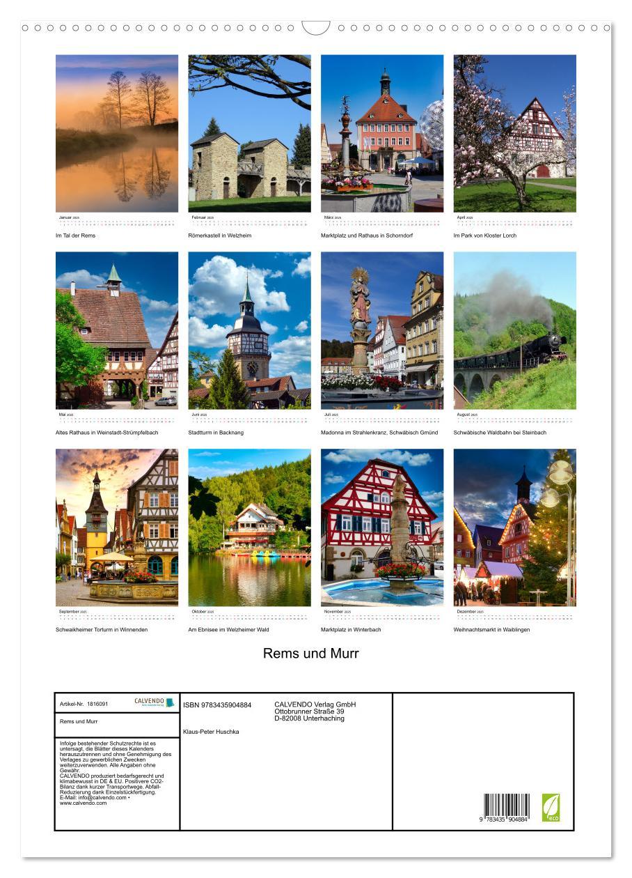 Bild: 9783435904884 | Rems und Murr (Wandkalender 2025 DIN A2 hoch), CALVENDO Monatskalender