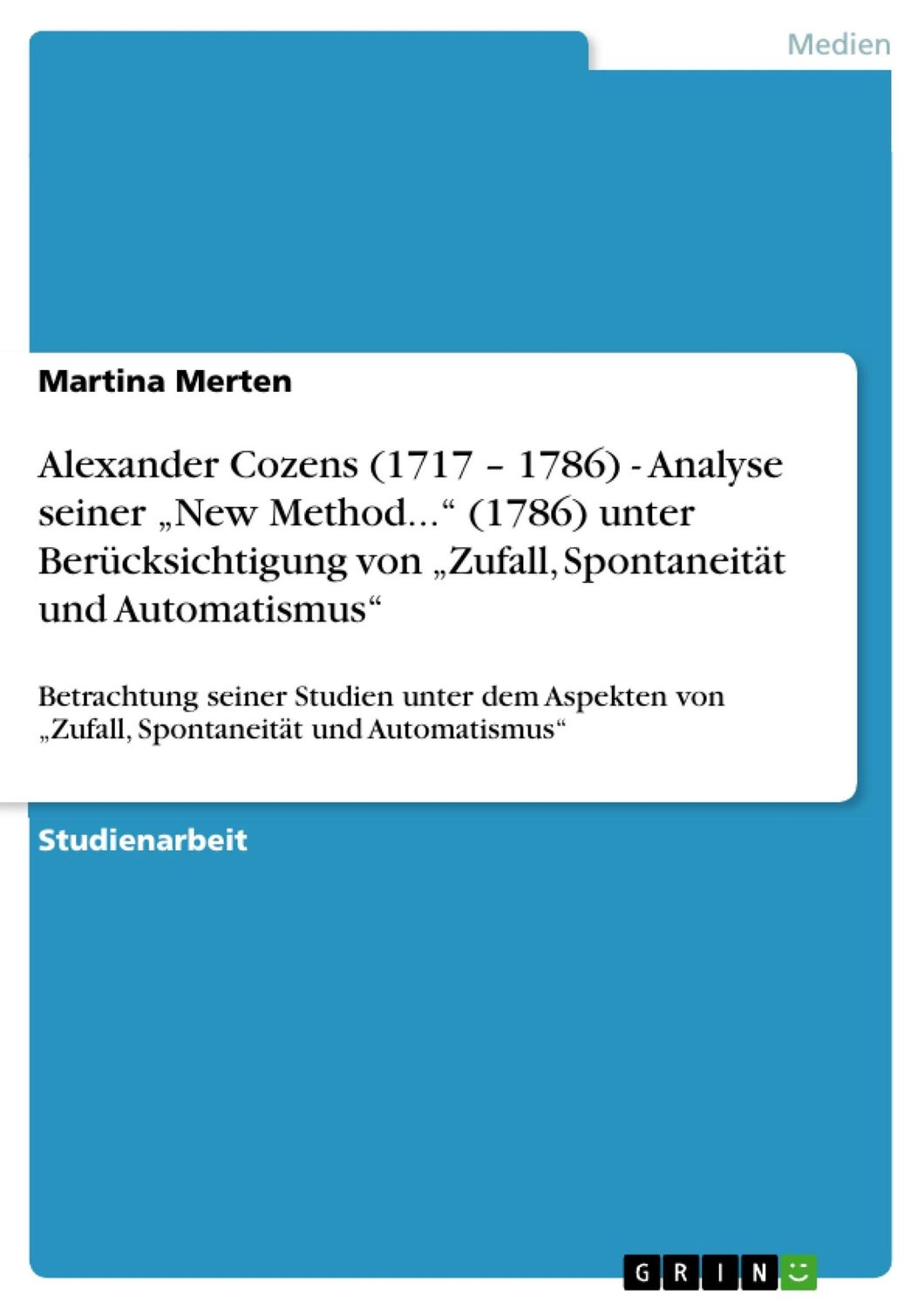 Cover: 9783638803052 | Alexander Cozens (1717 ¿ 1786) - Analyse seiner ¿New Method...¿...