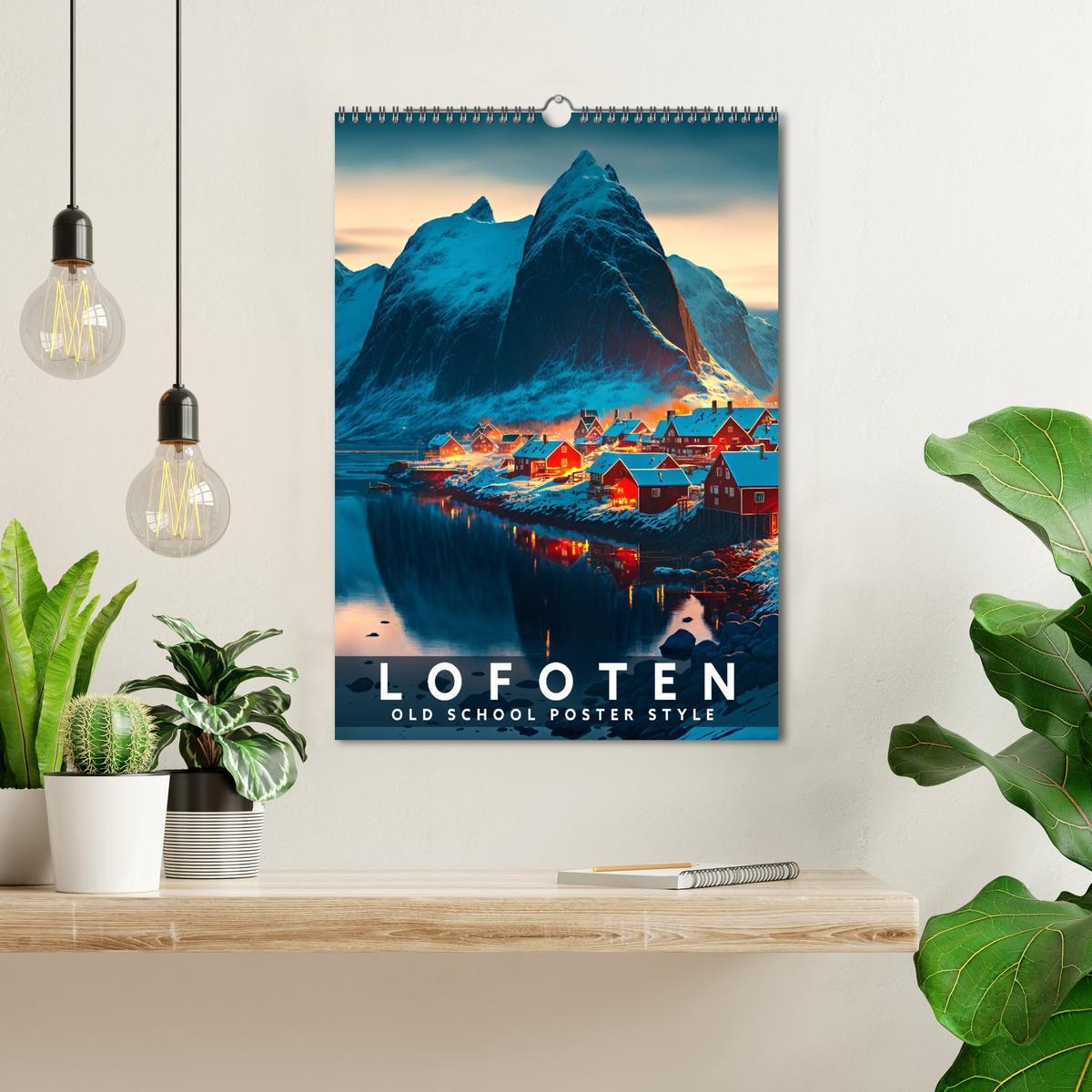 Bild: 9783435885428 | Lofoten - Old School Poster Style (Wandkalender 2025 DIN A3 hoch),...