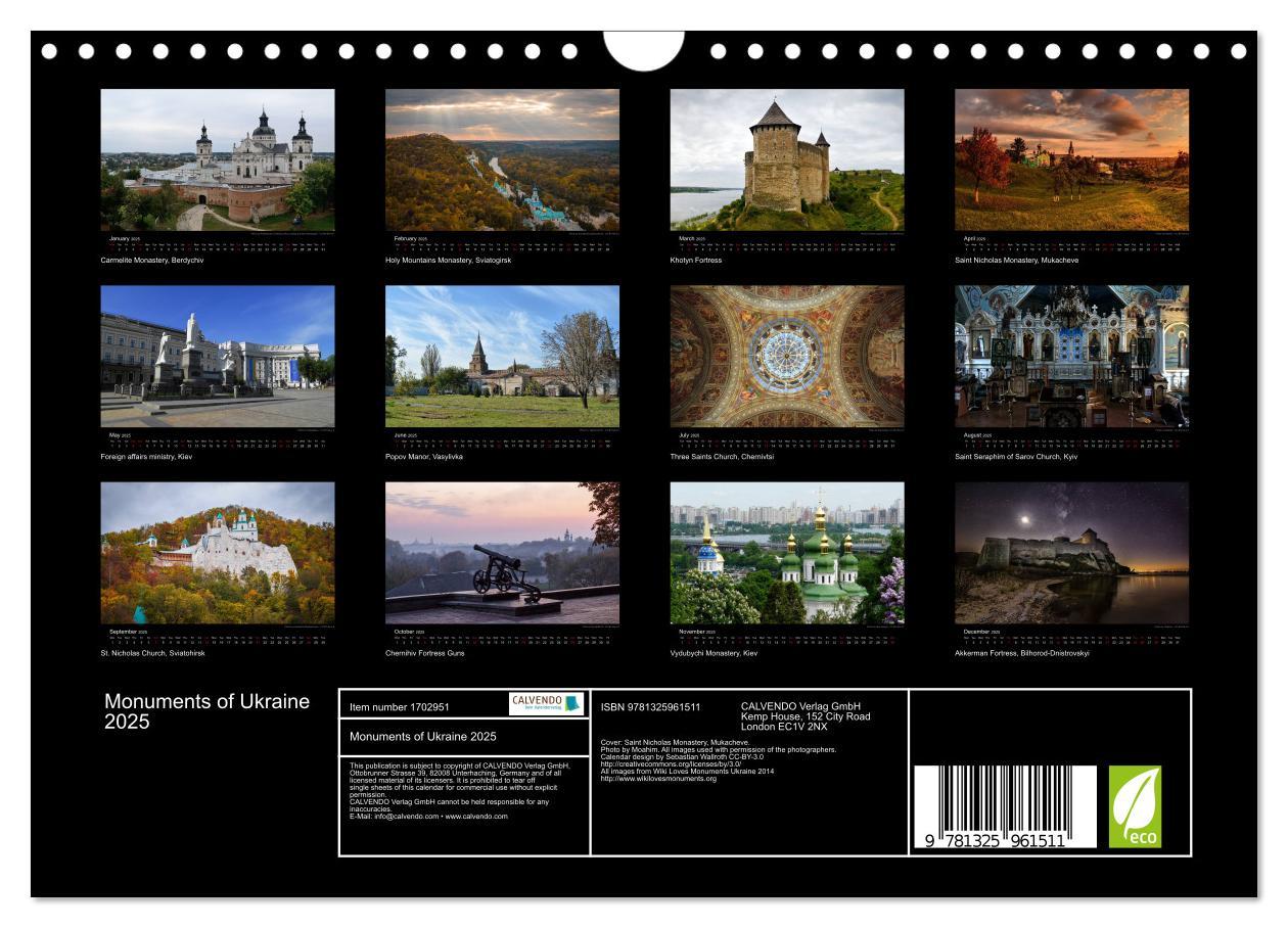 Bild: 9781325961511 | Monuments of Ukraine 2025 (Wall Calendar 2025 DIN A4 landscape),...