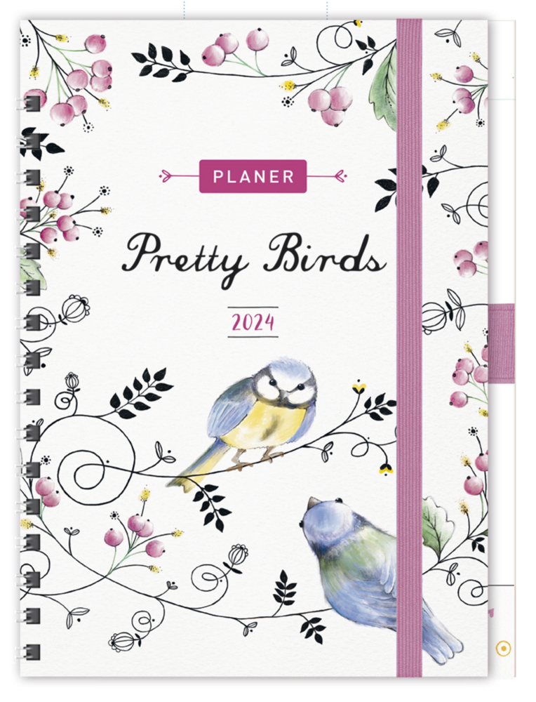 Cover: 9783731873297 | Planer Pretty Birds 2024 | Korsch Verlag | Kalender | Spiralbindung