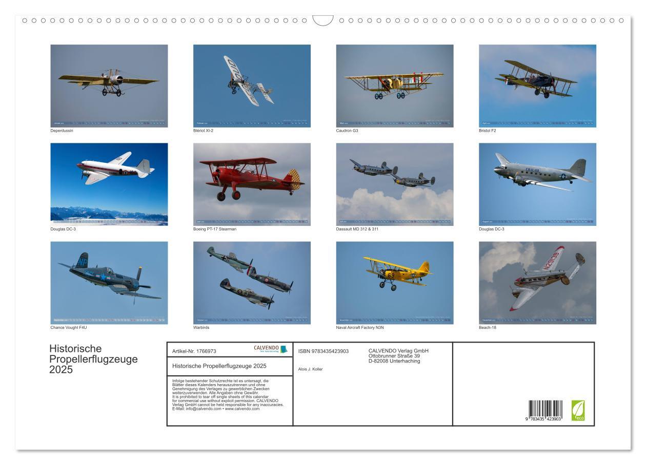 Bild: 9783435423903 | Historische Propellerflugzeuge 2025 (Wandkalender 2025 DIN A2...