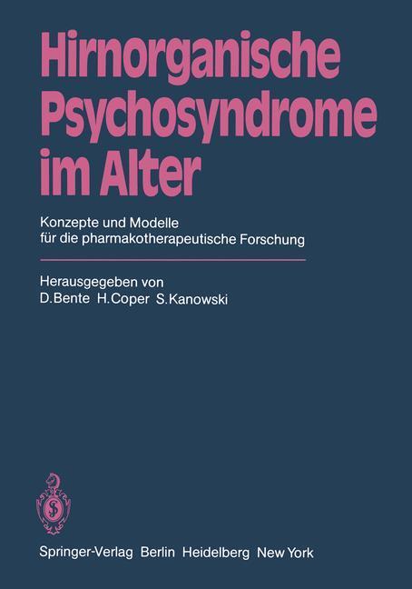 Cover: 9783540114567 | Hirnorganische Psychosyndrome im Alter | D. Bente (u. a.) | Buch | x