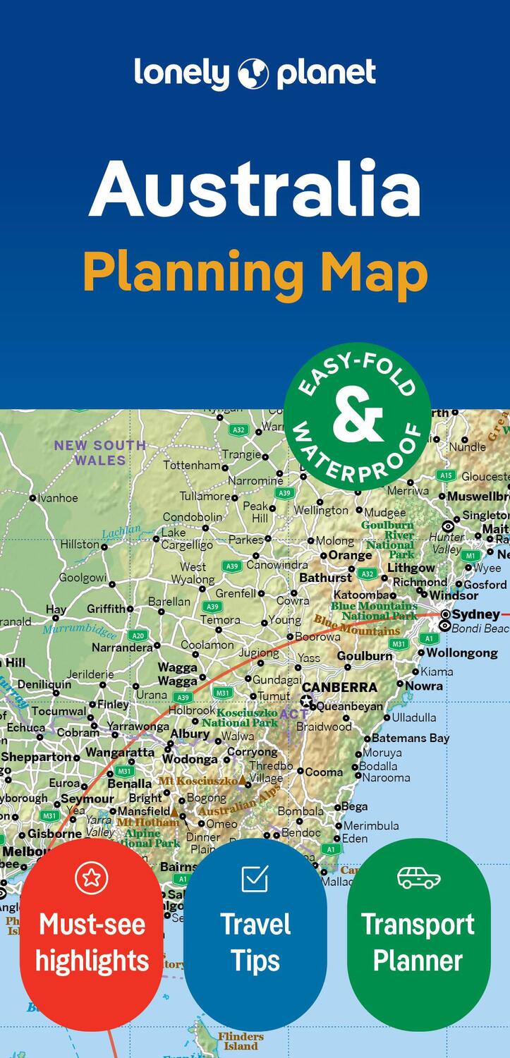 Cover: 9781787015258 | Lonely Planet Australia Planning Map | (Land-)Karte | LP Travel Guide