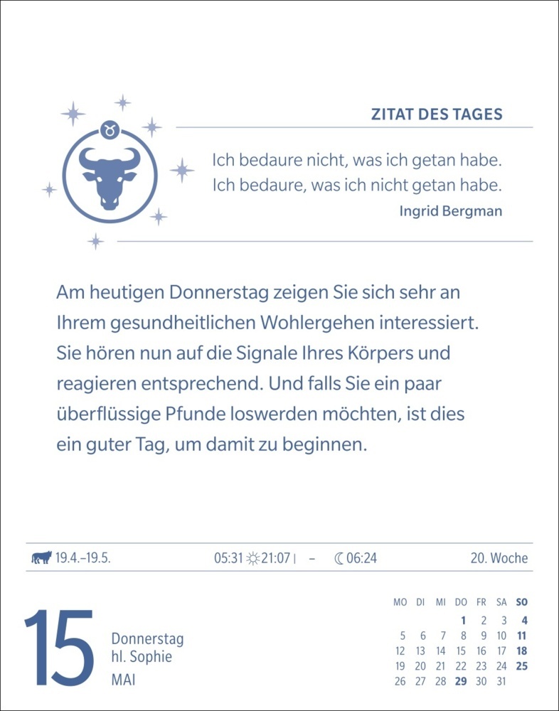 Bild: 9783840033681 | Stier Sternzeichenkalender 2025 - Tagesabreißkalender - Ihr...