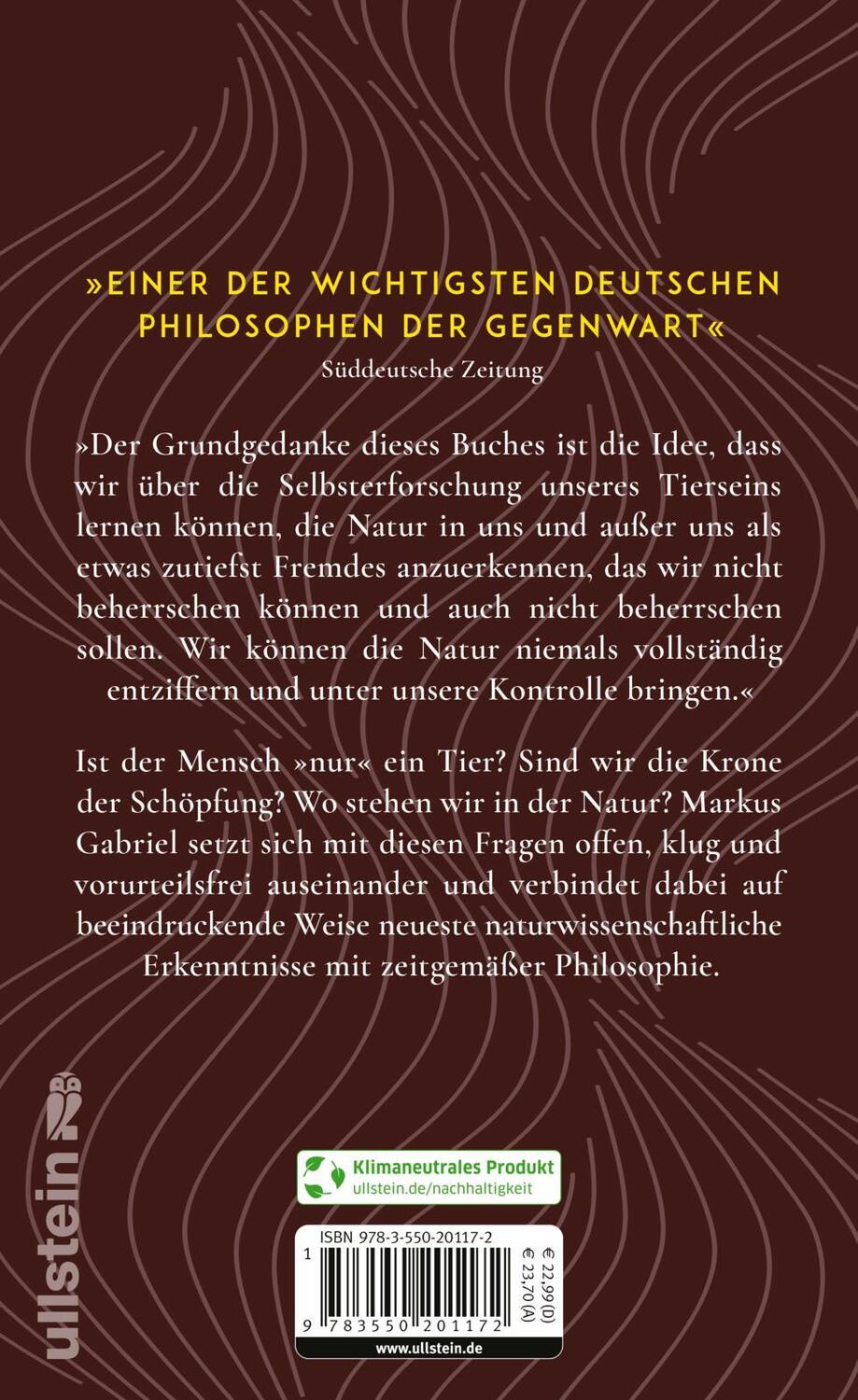 Rückseite: 9783550201172 | Der Mensch als Tier | Markus Gabriel | Buch | 350 S. | Deutsch | 2022