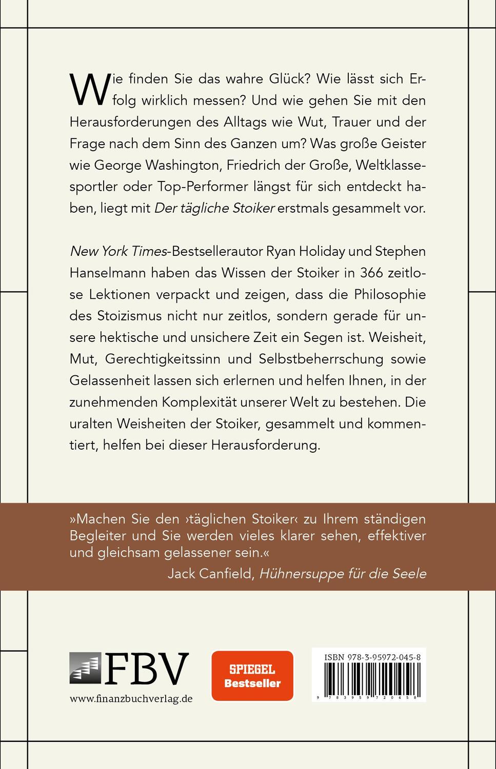 Rückseite: 9783959720458 | Der tägliche Stoiker | Ryan Holiday (u. a.) | Buch | 432 S. | Deutsch
