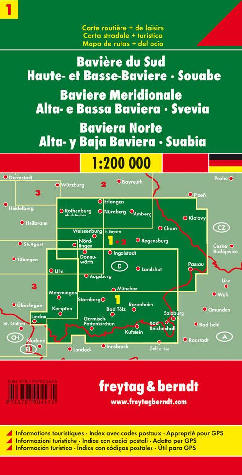 Rückseite: 9783707904475 | Deutschland 01 Bayern 1. Süd, Mitte 1 : 200 000. Autokarte | Deutsch