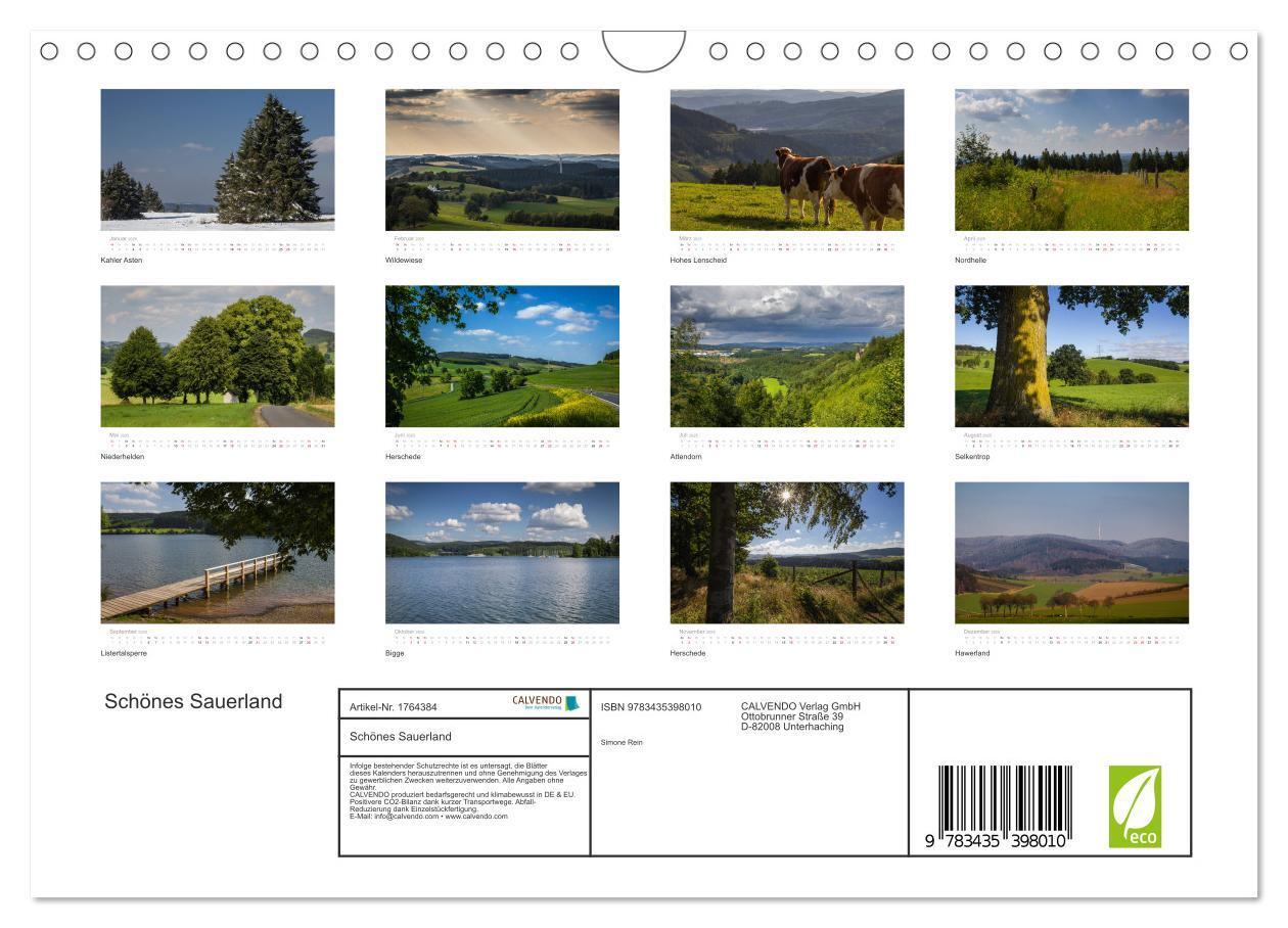 Bild: 9783435398010 | Schönes Sauerland (Wandkalender 2025 DIN A4 quer), CALVENDO...