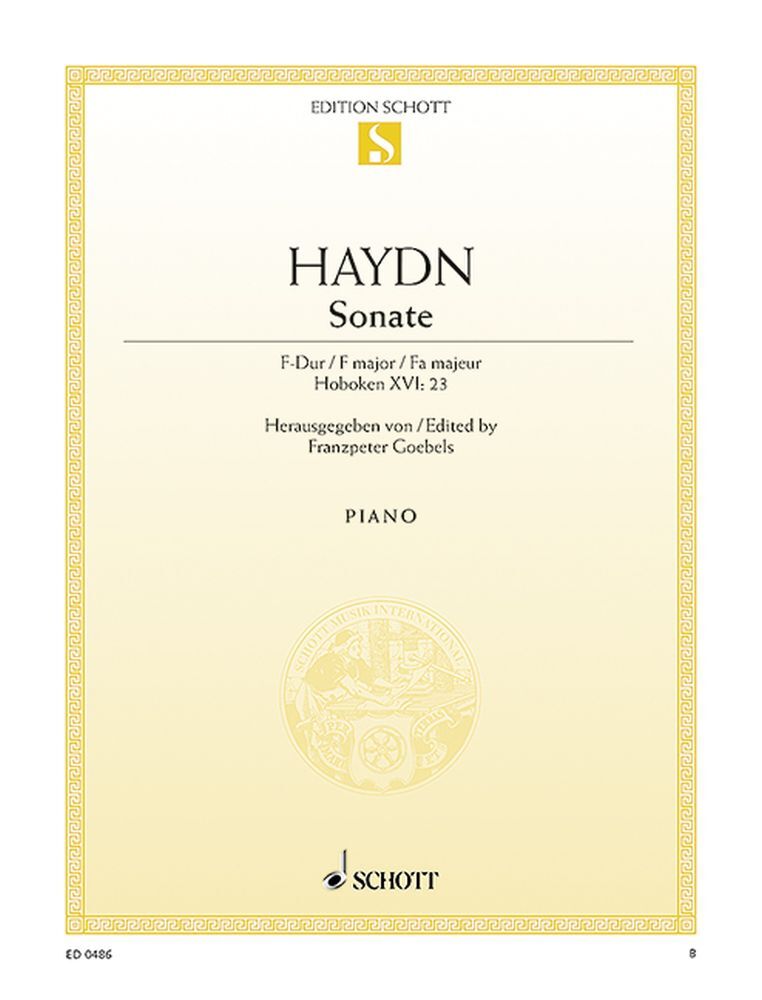 Cover: 9790001085922 | Sonate F Hob.Xvi:23 | Franz Joseph Haydn | Buch | Schott Music