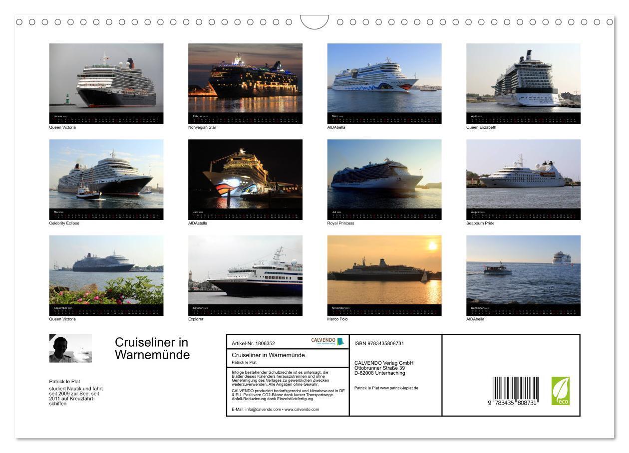 Bild: 9783435808731 | Cruiseliner in Warnemünde (Wandkalender 2025 DIN A3 quer), CALVENDO...