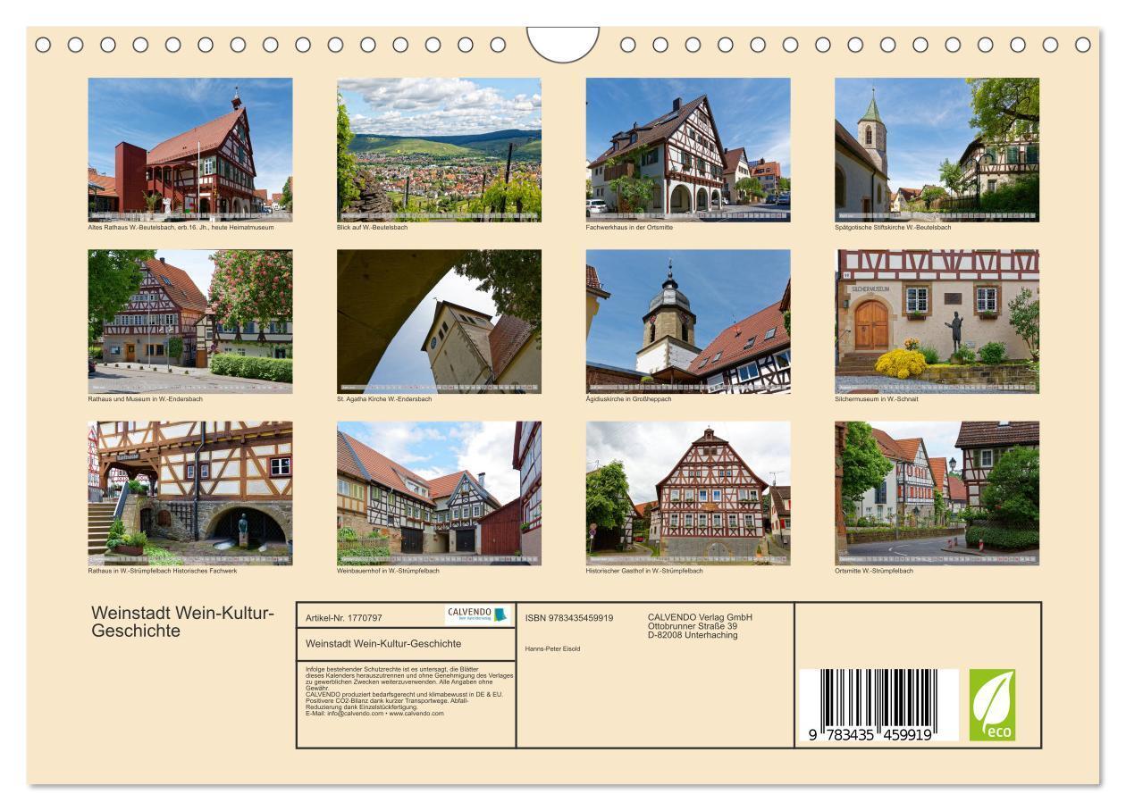 Bild: 9783435459919 | Weinstadt Wein-Kultur-Geschichte (Wandkalender 2025 DIN A4 quer),...