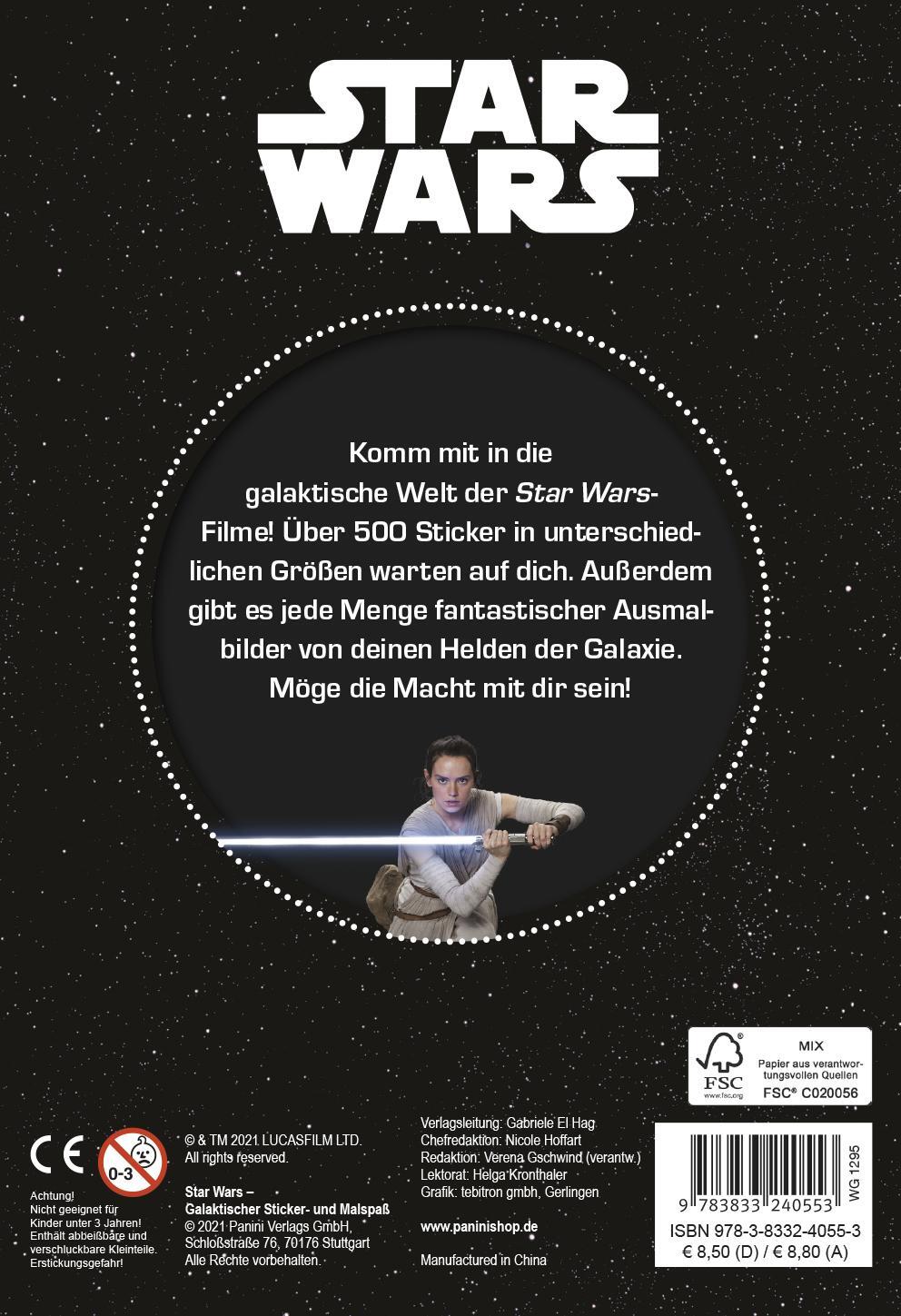 Rückseite: 9783833240553 | Star Wars: Galaktischer Sticker- und Malspaß | über 500 Sticker!