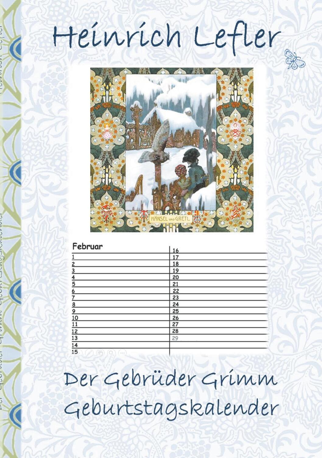 Cover: 9783752855296 | Der Gebrüder Grimm Geburtstagskalender | Heinrich Lefler (u. a.)