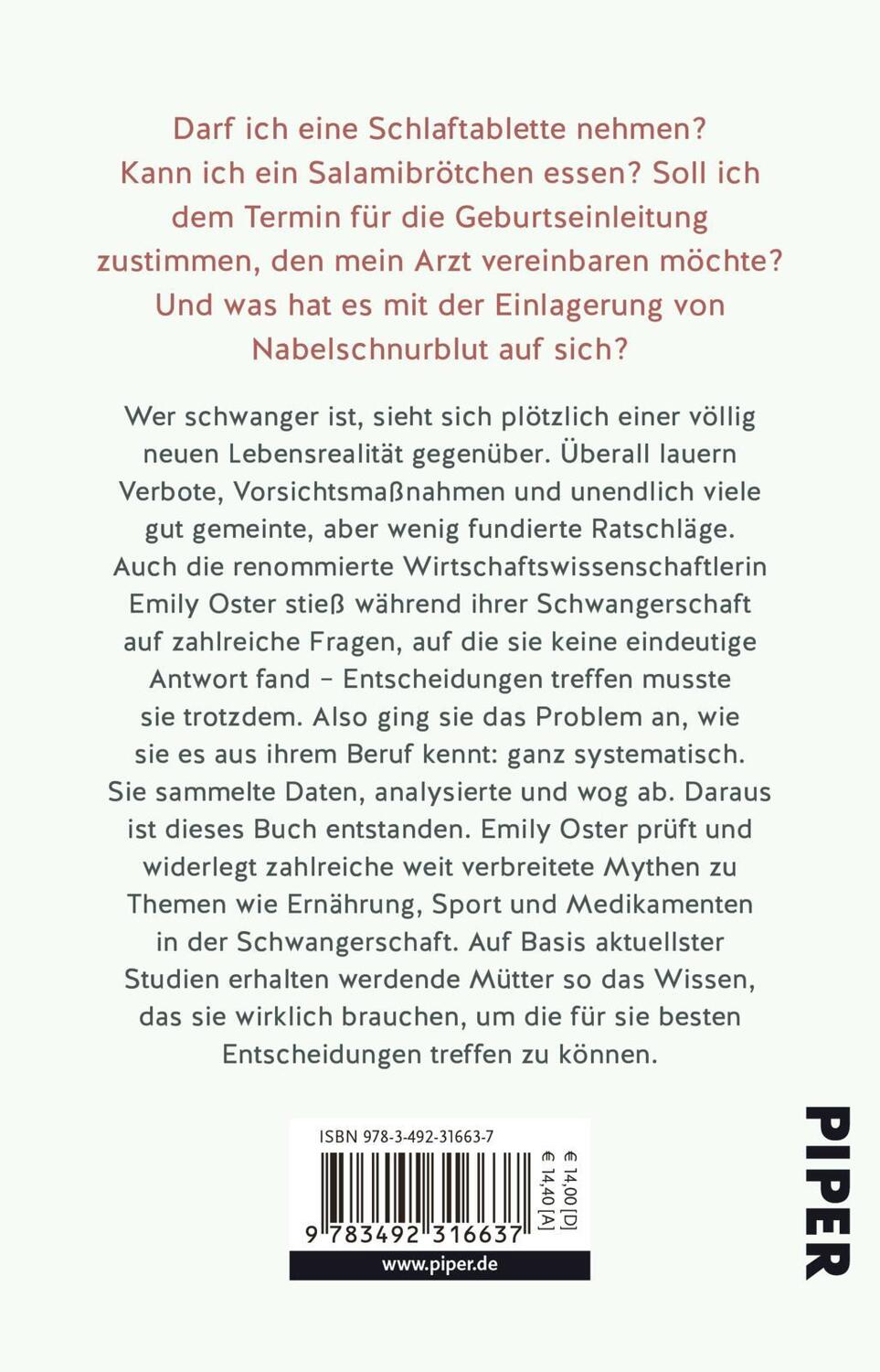 Rückseite: 9783492316637 | Das einzig wahre Schwangerschafts-Handbuch | Emily Oster | Taschenbuch