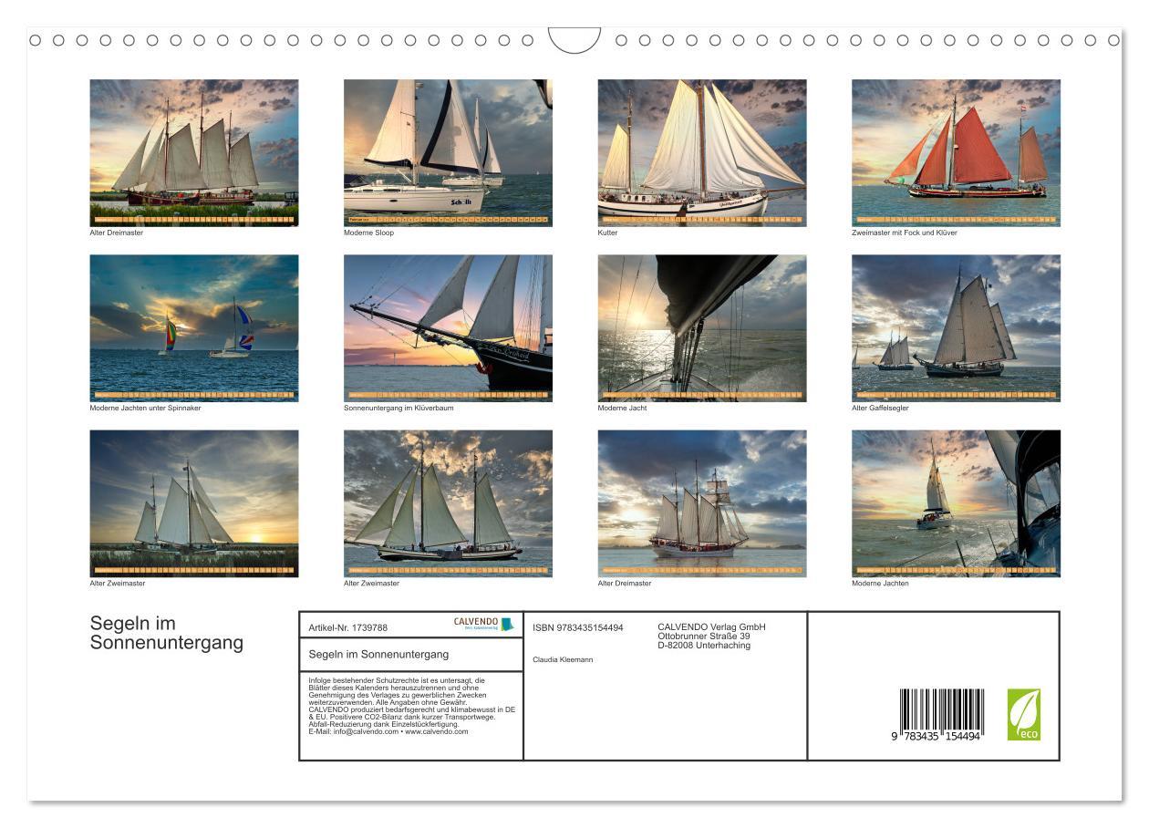 Bild: 9783435154494 | Segeln im Sonnenuntergang (Wandkalender 2025 DIN A3 quer), CALVENDO...