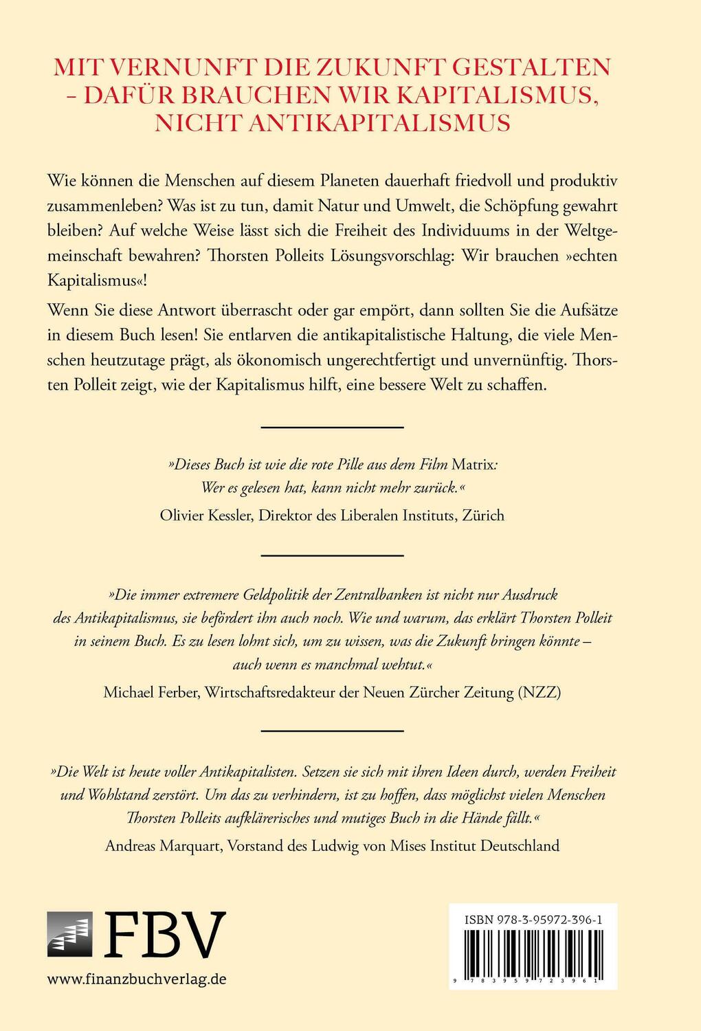 Rückseite: 9783959723961 | Der Antikapitalist | Thorsten Polleit | Buch | 320 S. | Deutsch | 2020