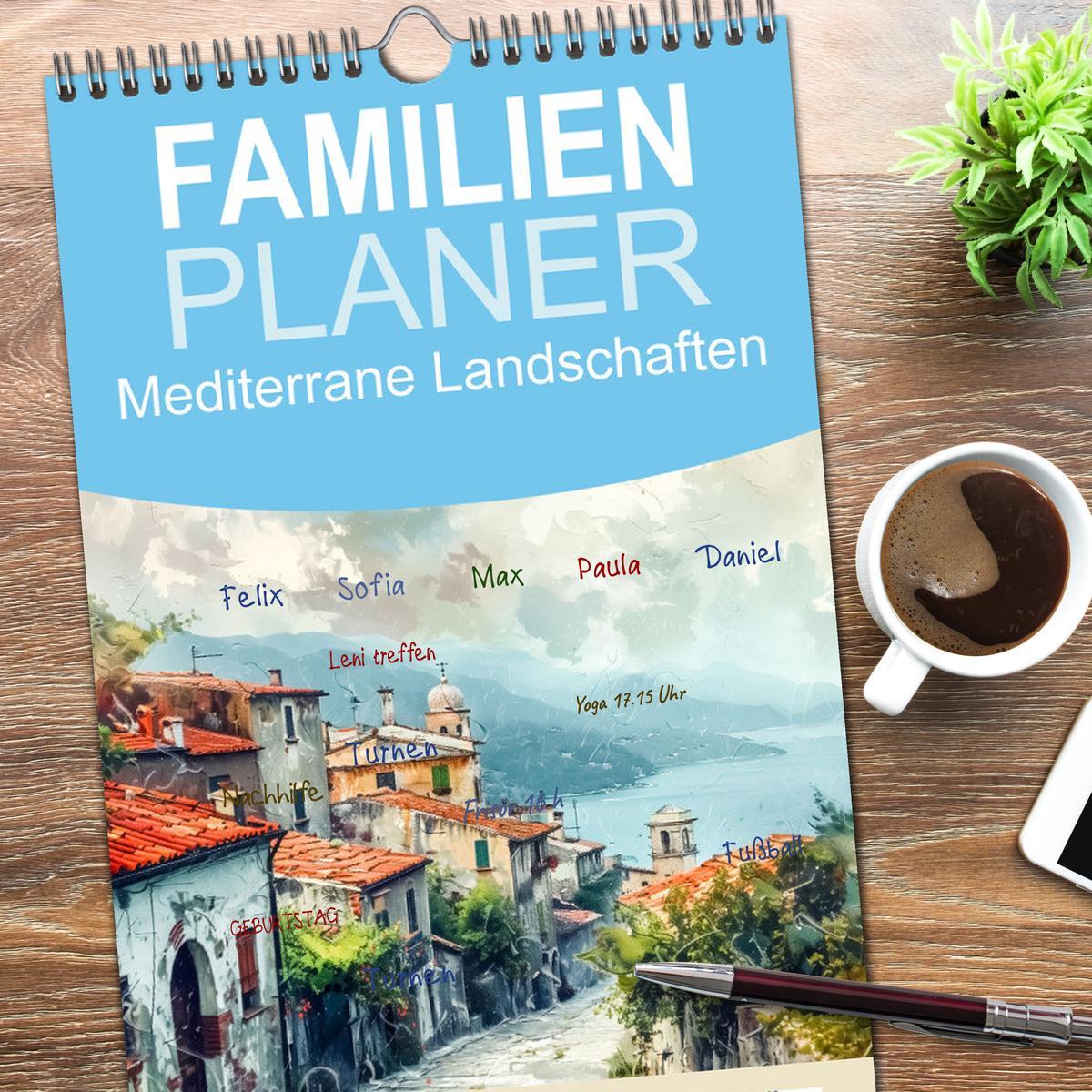 Bild: 9783457190838 | Familienplaner 2025 - Mediterrane Landschaften mit 5 Spalten...