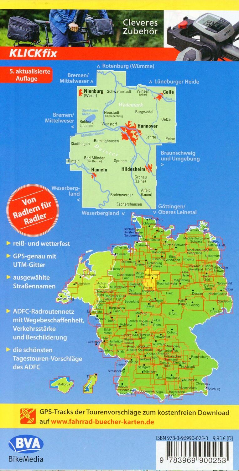 Bild: 9783969900253 | ADFC-Regionalkarte Hannover und Umgebung, 1:75.000, reiß- und...
