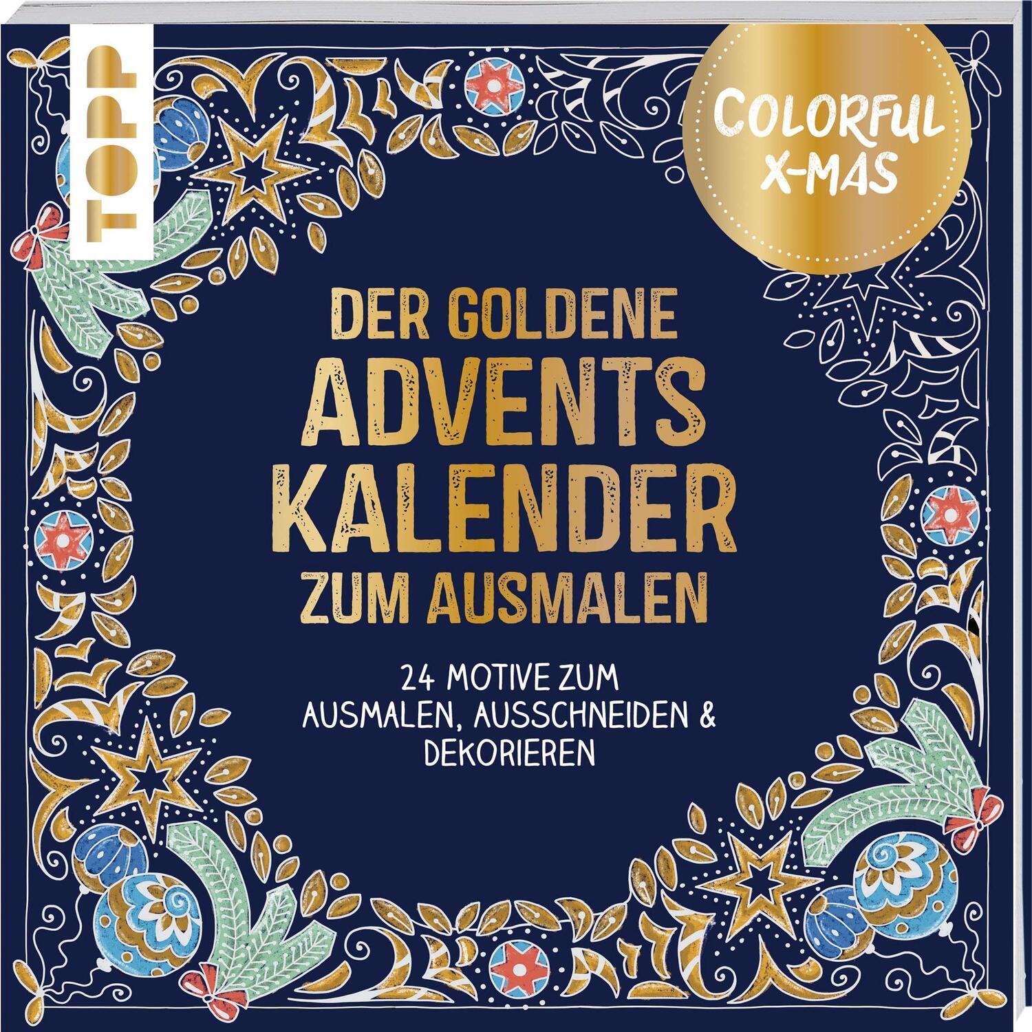 Cover: 9783772446863 | Colorful Christmas - Der goldene Adventskalender zum Ausmalen | Schwab