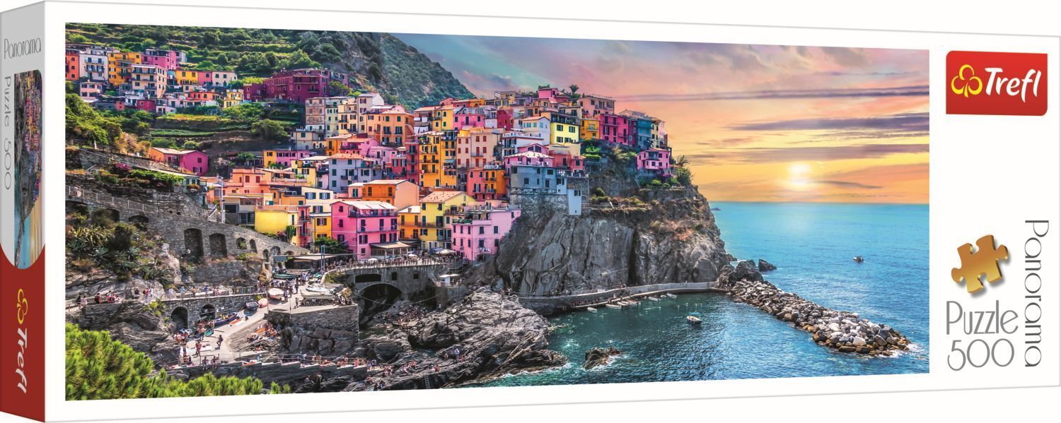 Cover: 5900511295160 | Puzzle 500 Panorama Sonnenuntergang in Vernazza, Italien | Spiel