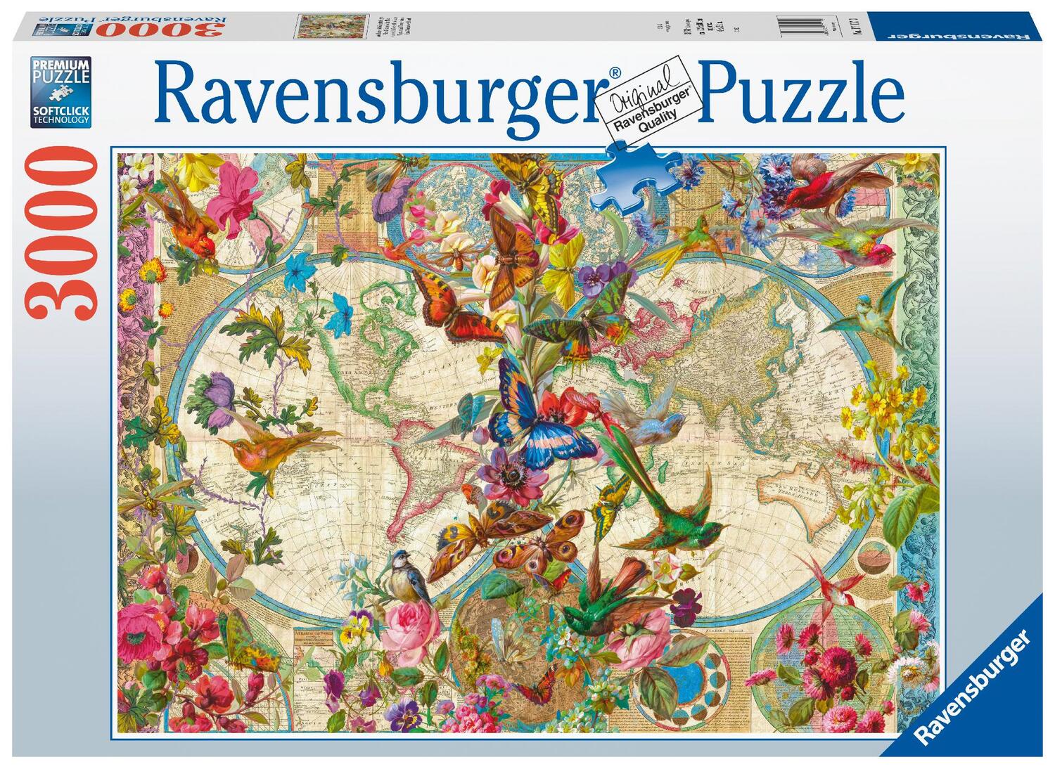 Cover: 4005556171170 | Ravensburger Puzzle 17117 Weltkarte mit Schmetterlingen 3000 Teile...