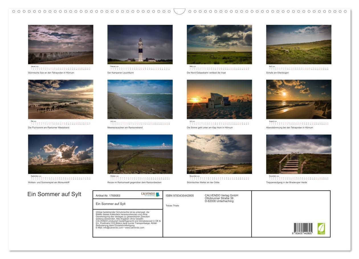 Bild: 9783435442805 | Ein Sommer auf Sylt (Wandkalender 2025 DIN A2 quer), CALVENDO...