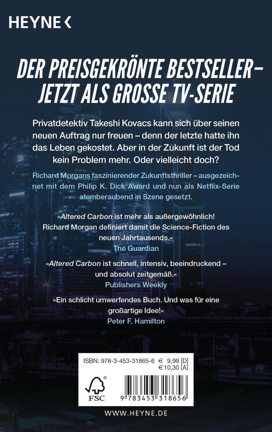 Bild: 9783453318656 | Altered Carbon - Das Unsterblichkeitsprogramm | Richard Morgan | Buch