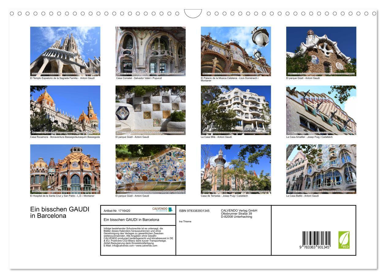 Bild: 9783383931345 | Ein bisschen GAUDI in Barcelona (Wandkalender 2025 DIN A3 quer),...