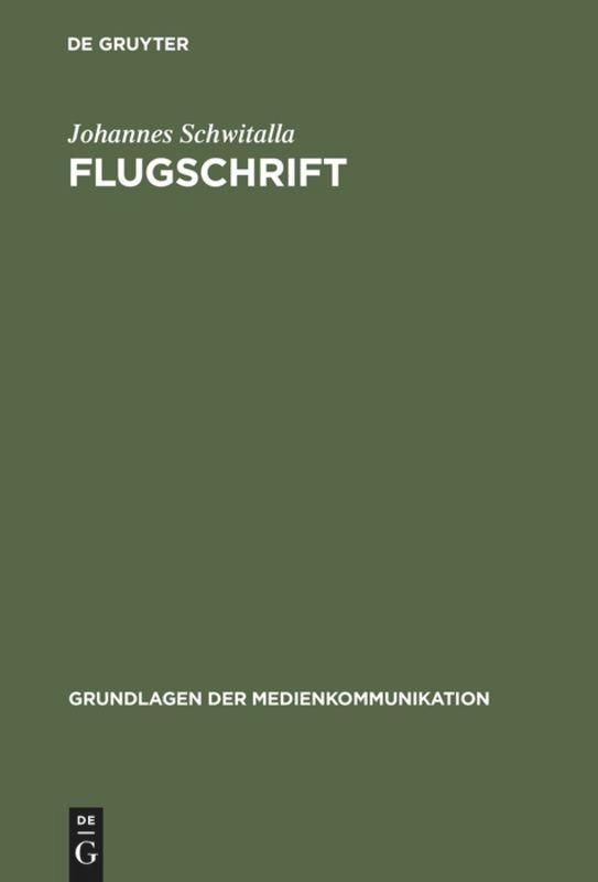 Cover: 9783484371071 | Flugschrift | Johannes Schwitalla | Buch | VI | Deutsch | 1999