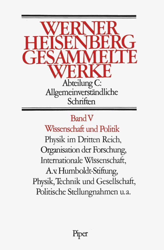Cover: 9783492029292 | Wissenschaft und Politik | Werner Heisenberg | Buch | Deutsch | 1989
