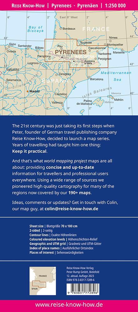 Rückseite: 9783831772896 | Reise Know-How Landkarte Pyrenäen 1 : 250 000 | Reise Know-How Verlag