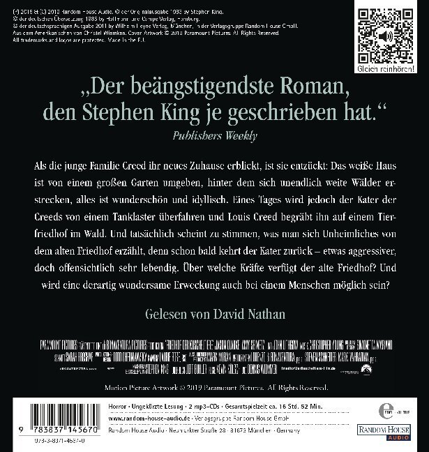 Bild: 9783837145670 | Friedhof der Kuscheltiere, 2 Audio-CD, 2 MP3 | Stephen King | Audio-CD