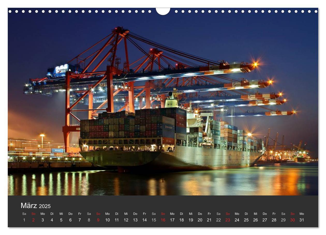 Bild: 9783435762460 | Hamburger Hafen bei Nacht (Wandkalender 2025 DIN A3 quer), CALVENDO...